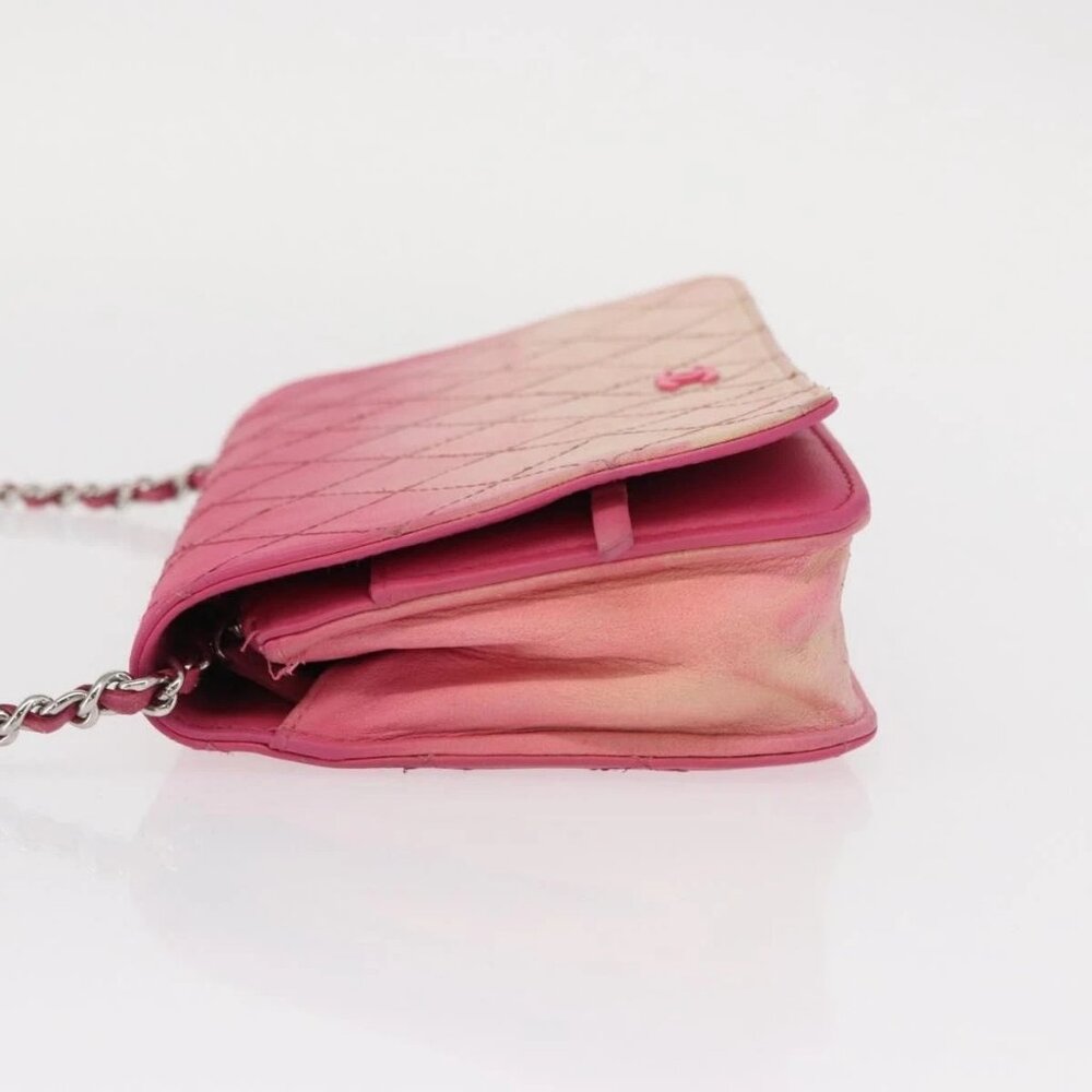 CHANEL Chain Shoulder Bag Leather Pink Silver CC - Picture 4 of 16